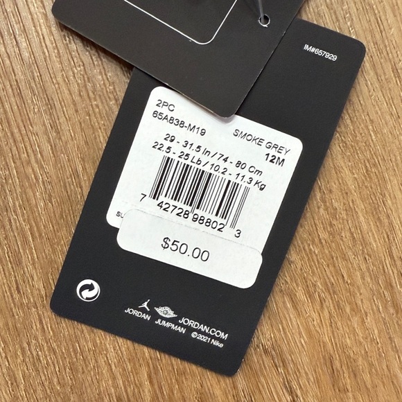 Jordan Jumpman Two Piece Jumpsuit Smoke Gray 12 Month NWT - Picture 3 of 4